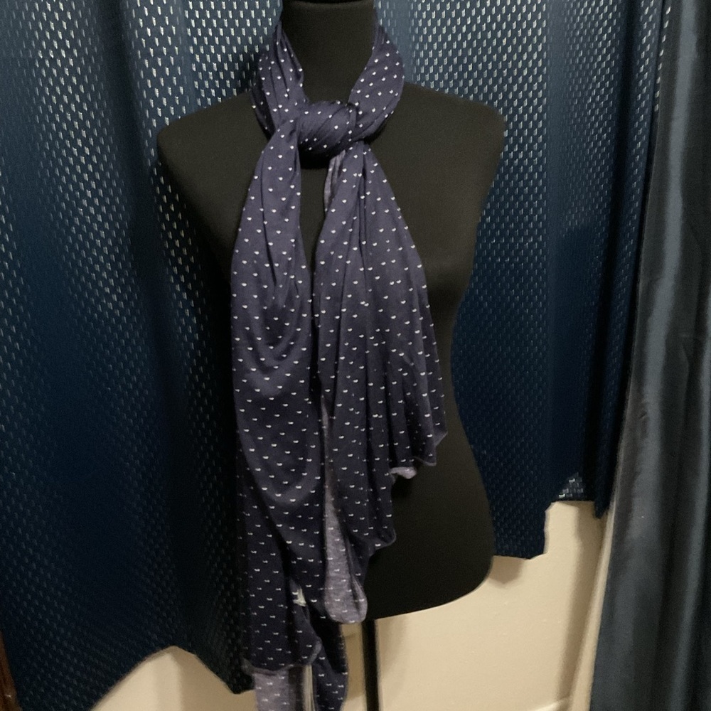 Jenni Women's Navy Blue On-Repeat Polka Dot Jersey Wrap Scarf Size O/S. NWT